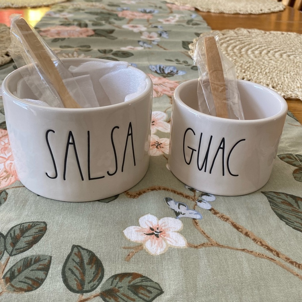 Rae Dunn White Salsa and Guac Ceramic Bowls